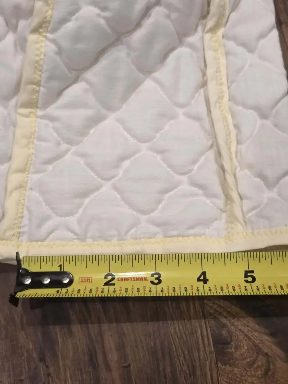 Vtg White Quilted Kitchen Appliance Dust Covers Set of 2 Yellow Trim Soft